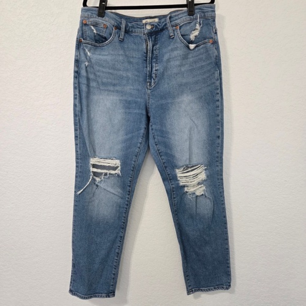 Madewell The Perfect Jean Womens 32 Tapered Distressed Mom High Rise Jeans - Picture 1 of 7